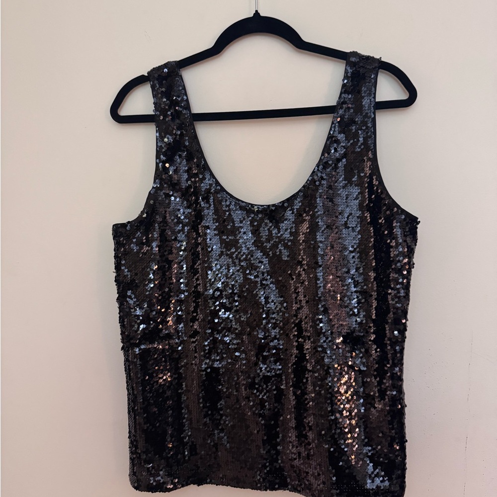NWT Calvin Klein Sequin Sleeveless Black Top
